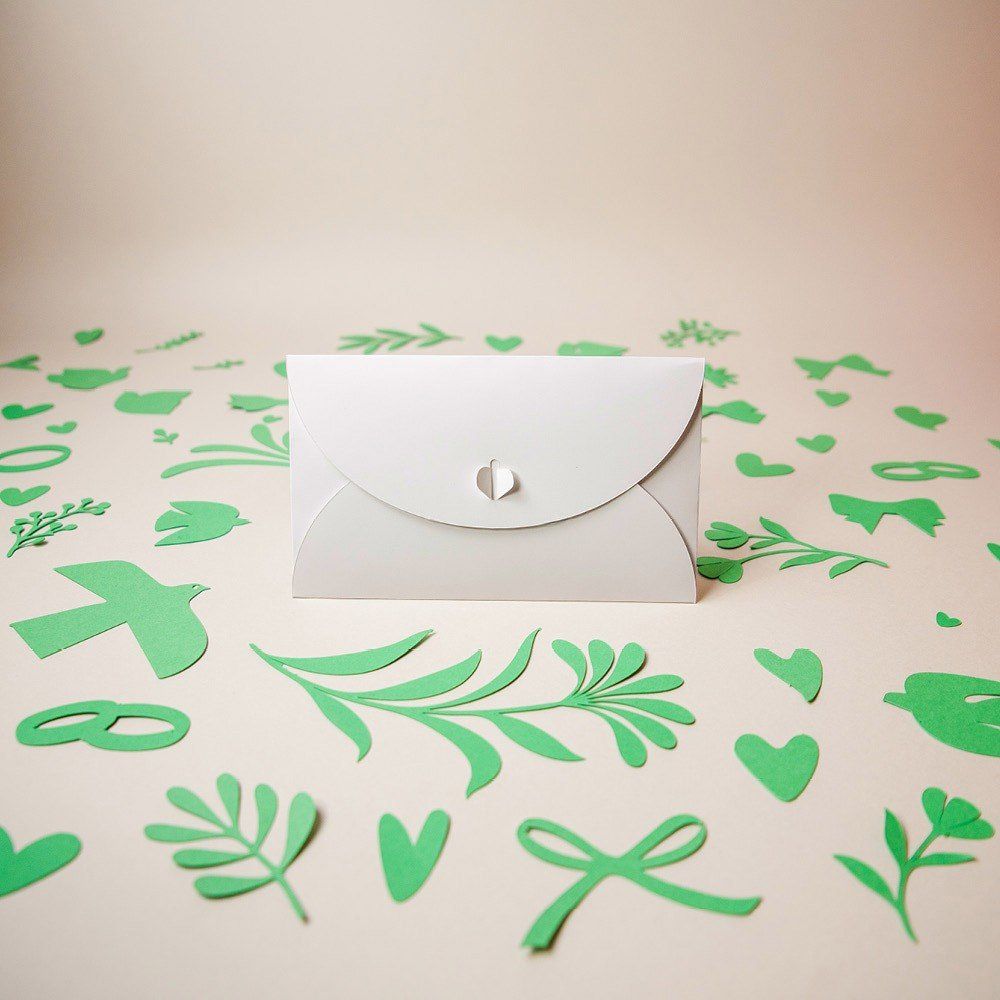 Heart-shaped envelopes for invitations and announcements